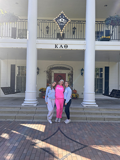 L-R: Madison, Kaydence, and Holly visit Alpha Chapter at DePauw University.